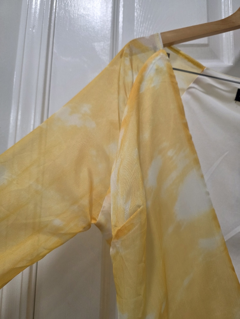 PrettyLittle Thing Chartreuse Tie Dye Chiffon Long Sleeve Bodycon Dress Size 6 - Picture 6 of 16
